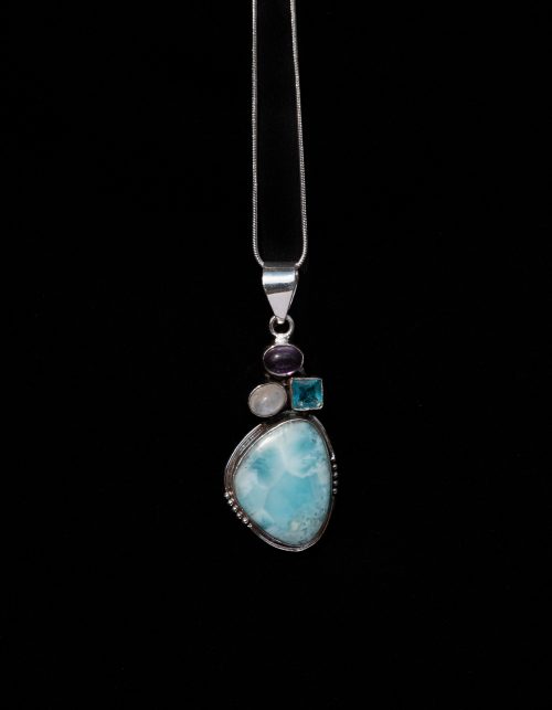 Colgante Deva plata 925 Piedra Natural Larimar